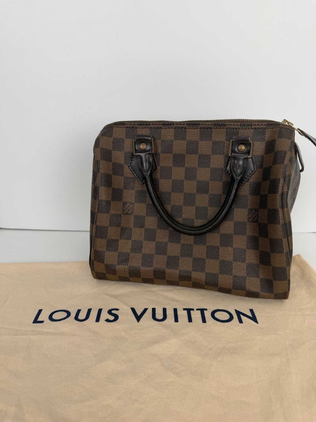 Louis Vuitton Soft Speedy 25 Handbag in Damier Ebene Coated Canvas 2008 YS-07
