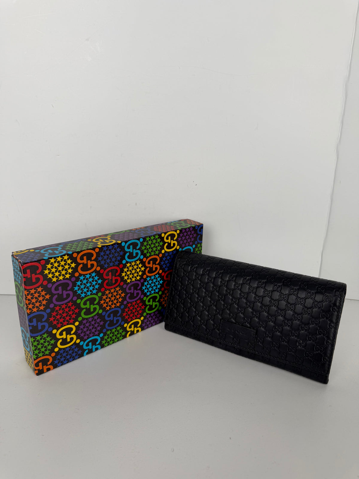 Gucci Microguccissima Continental Wallet in Black Leather K3
