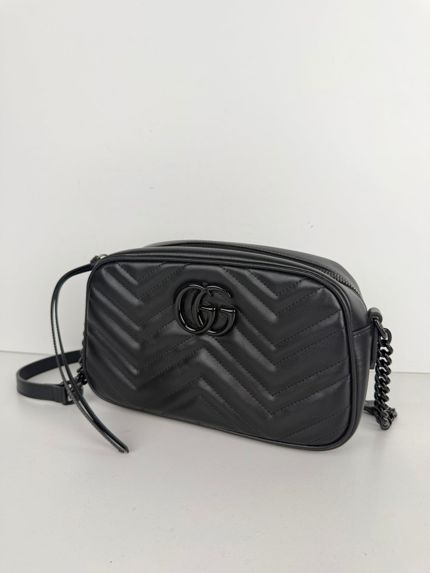 Gucci GG Marmont Small Camera Bag in Black Quilted Leather S-19