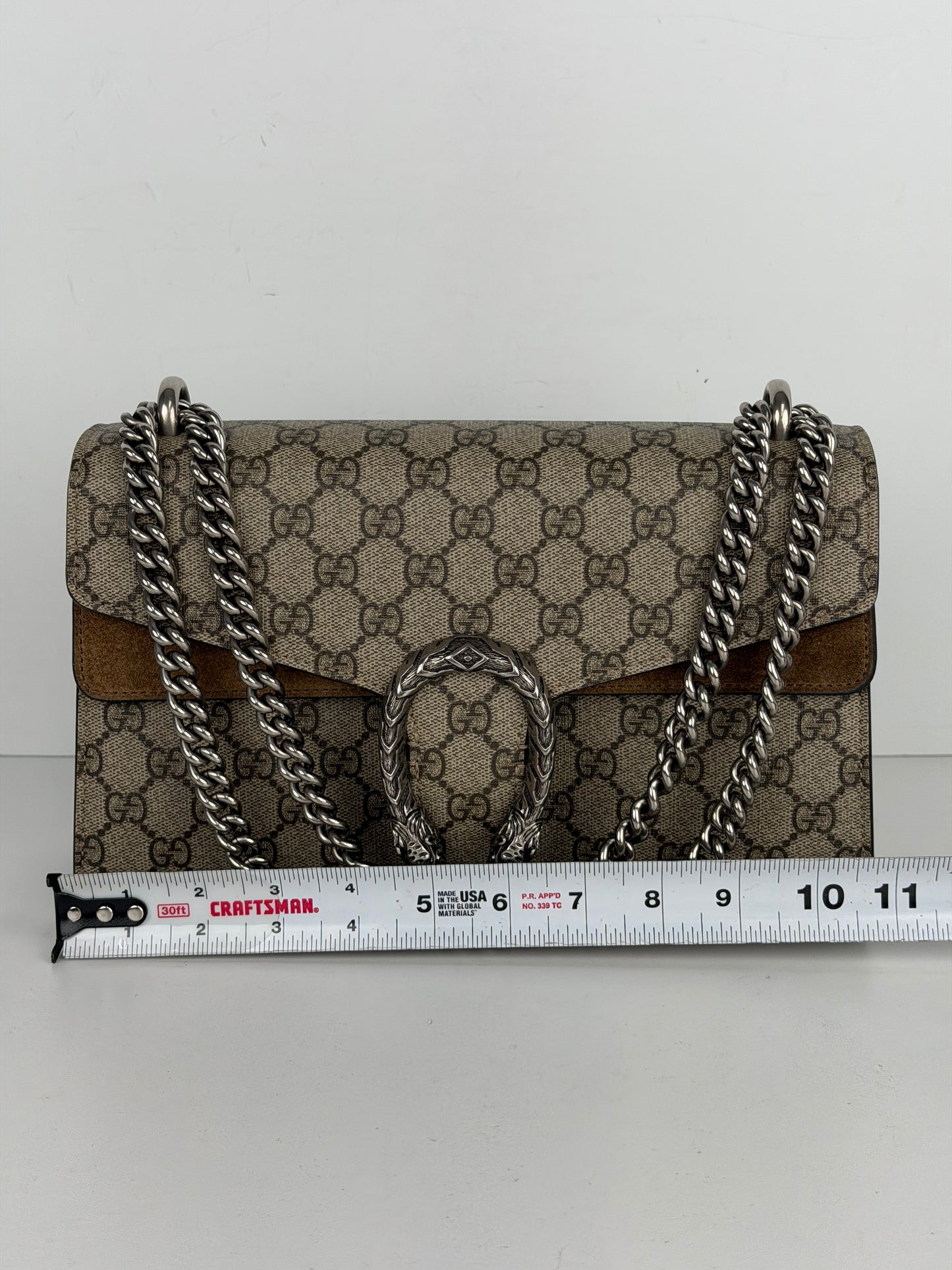 Gucci Dionysus Shoulder Bag Medium in Brown GG Supreme Coated Canvas YS-09