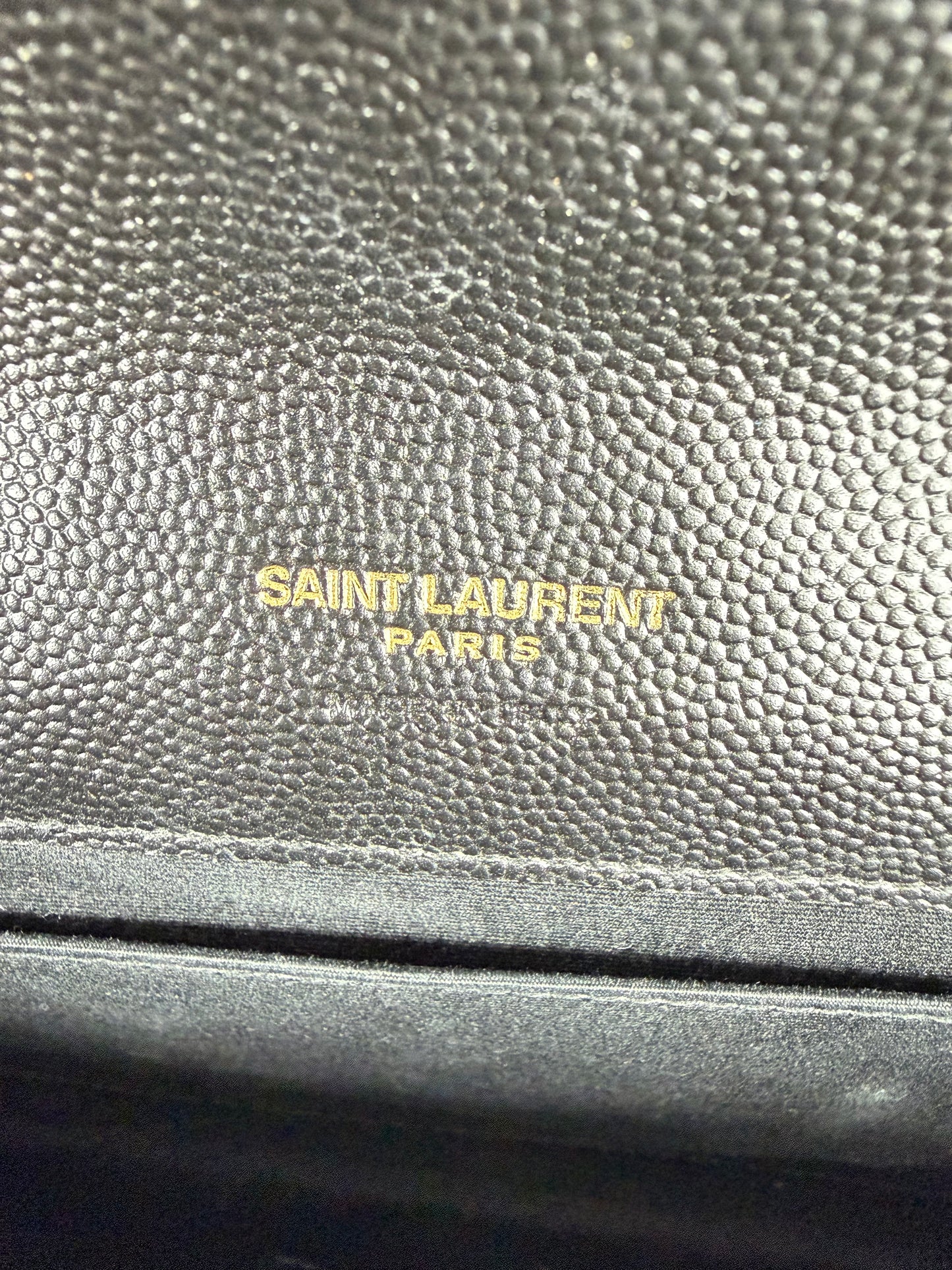 Saint Laurent Cassandre Envelope Wrist Bag in Black Quilted Grain De Poudre Leather YS-04