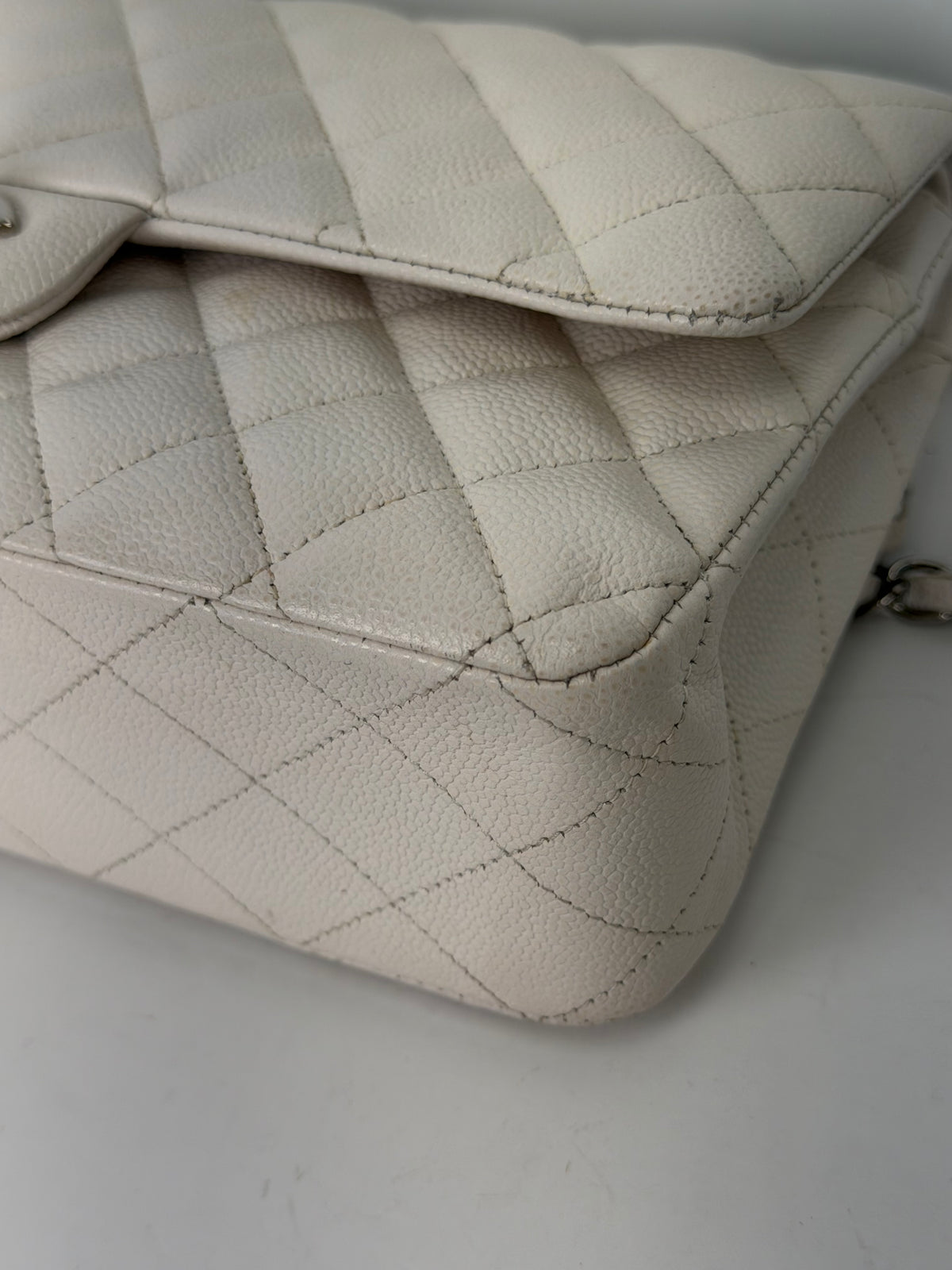Chanel Caviar Quilted Medium Double Flap Bag in White 2020 D-6