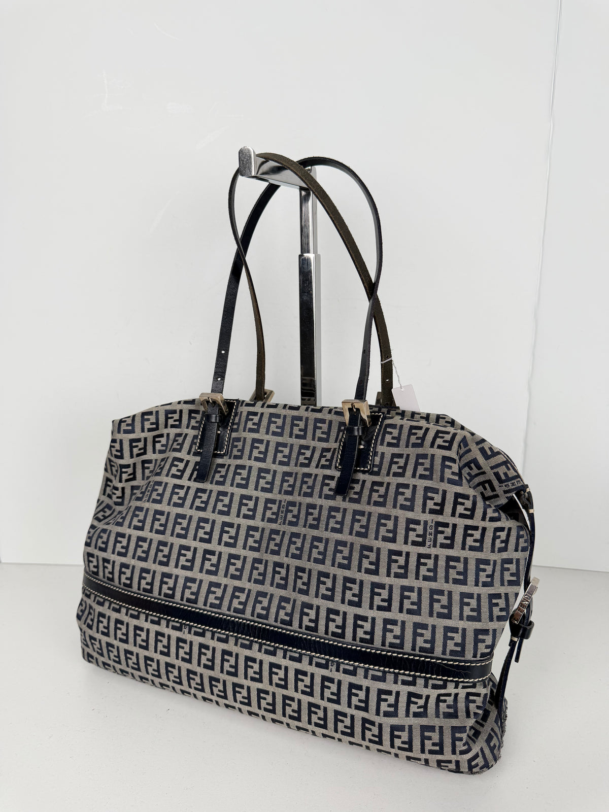 Fendi Zucchino Canvas Tote Bag in Blue FF Monogram