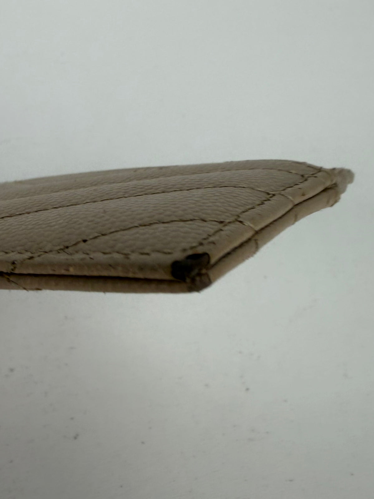Saint Laurent Cassandre Matelasse Card Case in Beige Grain De Poudre Leather K-3