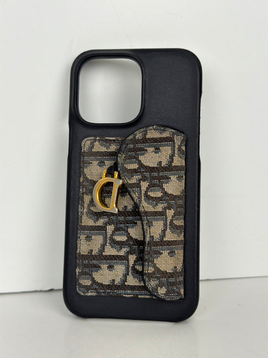 Christian Dior Saddle iPhone Case in Blue Oblique Jacquard Canvas Y