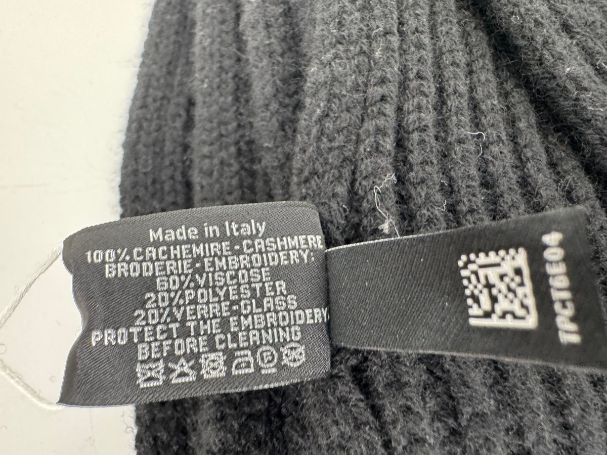 Chanel Knit Scarf in Black Cashmere with Sequin Logo Y