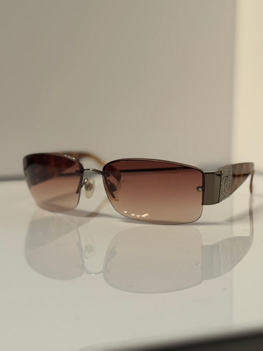 Chanel Interlocking CC Logo Tortoise Shield Sunglasses