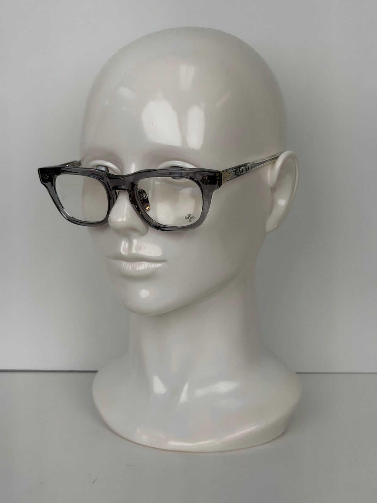 Chrome Hearts Baggins Geometric / Square Eyeglasses in Clear Gray Frame with Clear Lenses YK-2