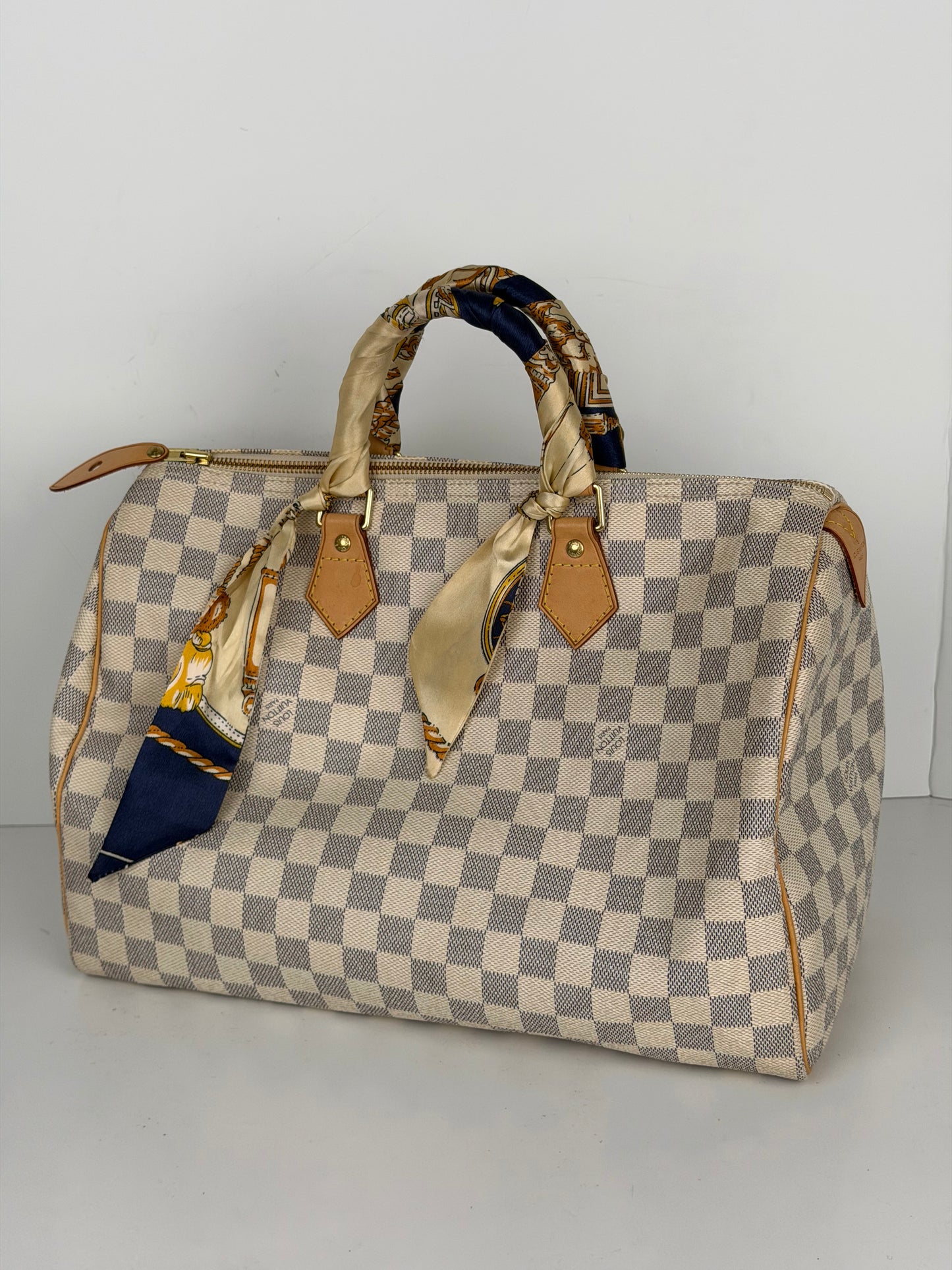 Louis Vuitton Speedy Bandouliere Bag 35 in Damier Azur Coated Canvas 2014 YS