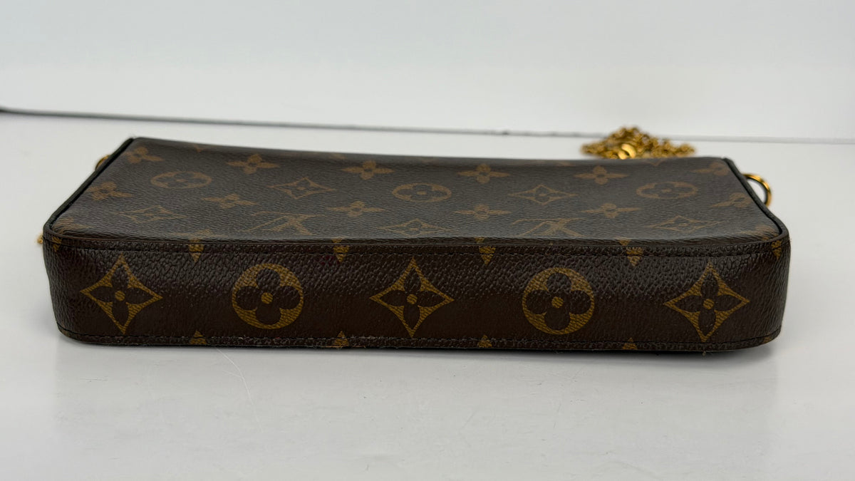 Louis Vuitton Pochette Felicie Flap Pouch in Brown LV Monogram Coated Canvas 2019 Y