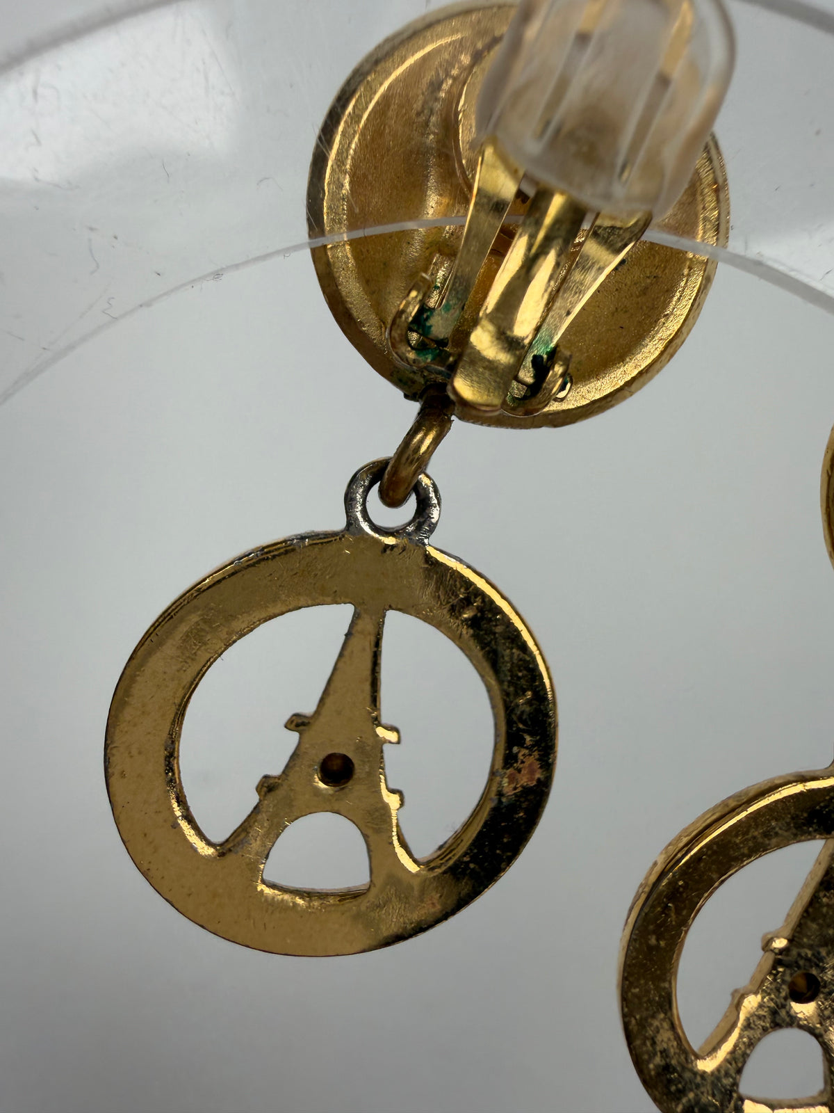 Celine Eiffel Tower Dangle Earrings in Gold-Tone Vintage K3