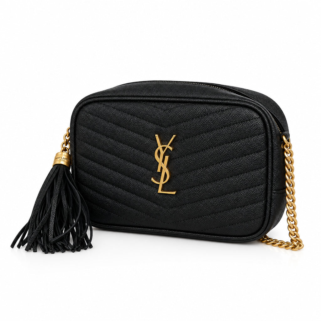 Saint Laurent Lou Camera Bag Mini in Black Grain De Poudre Leather YS-11