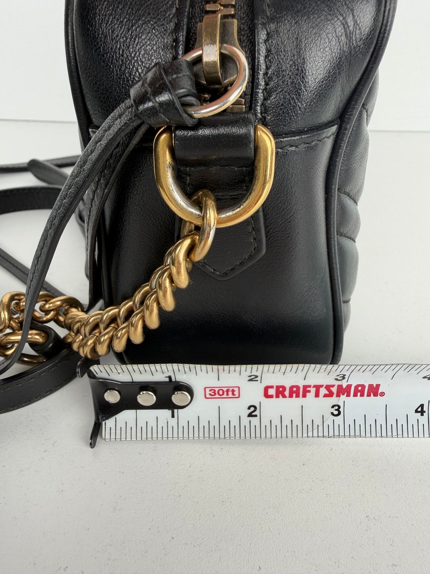 Gucci GG Marmont Small Camera Bag in Black Quilted Leather S