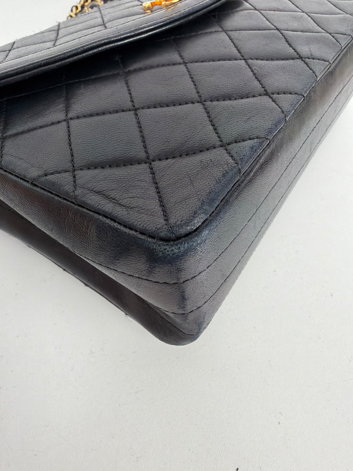 Chanel Curved Flap Shoulder Bag in Black Quilted Lambskin Leather 1994 Vintage