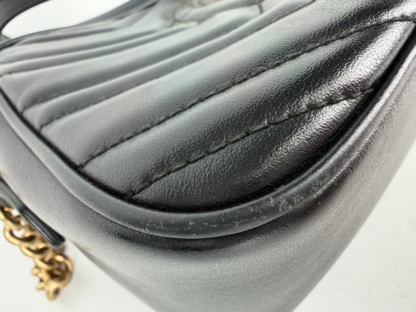 Gucci GG Marmont Small Camera Bag in Black Quilted Leather S