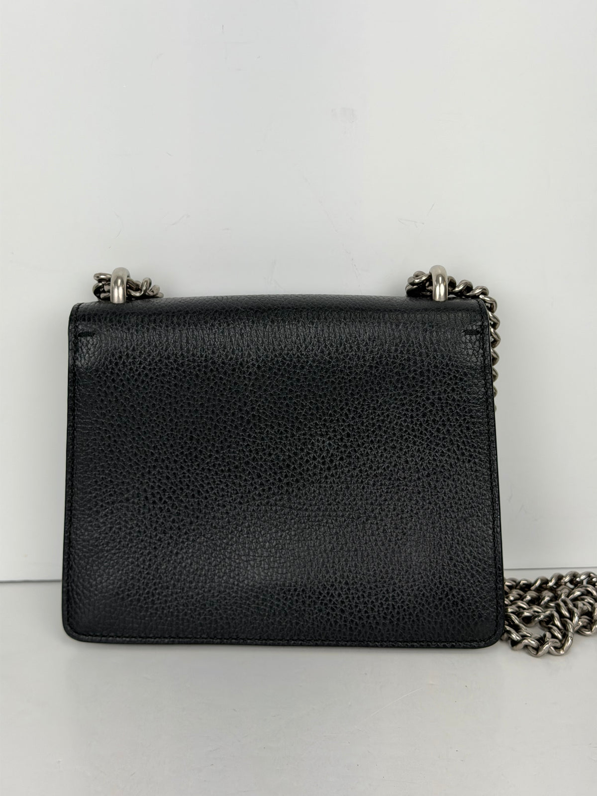 Gucci Dionysus Super Mini Bag in Black Leather with Crystal Buckle Detail YS23
