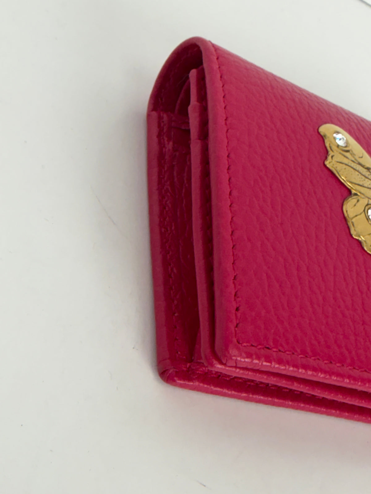 Gucci Butterfly Card Holder Wallet in Fuchsia Leather YK-3