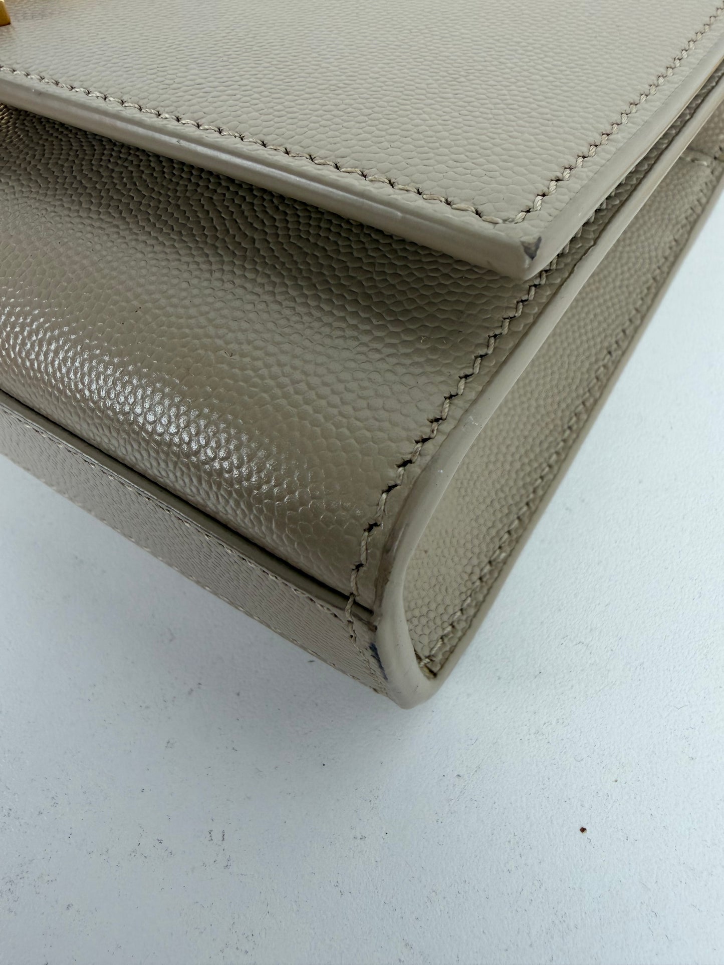 Saint Laurent Kate Chain Bag Small in Beige Grain de Poudre Embossed Leather YS