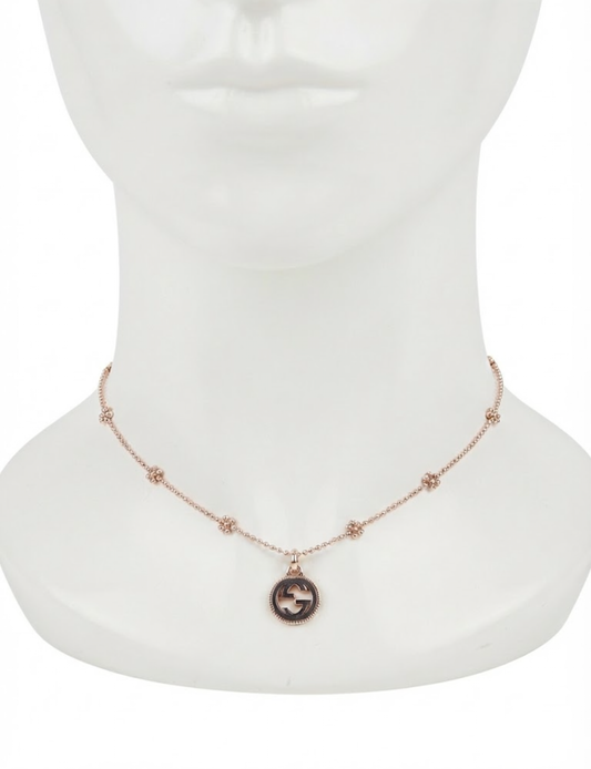 Gucci GG Flower Station Necklace in 925 Sterling Silver 16in YK2