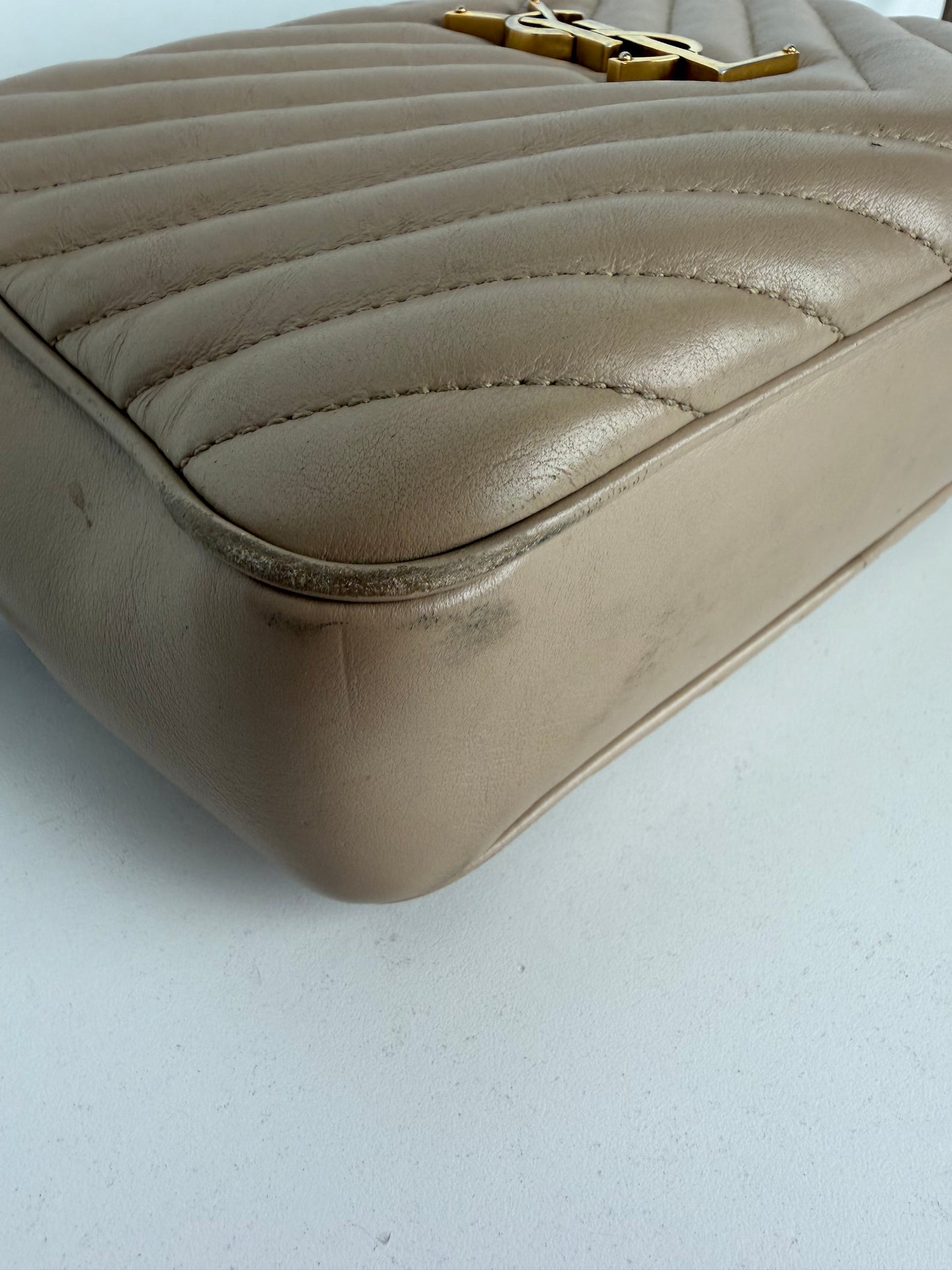 Saint Laurent Matelasse Monogram Lou Camera Bag Small in Beige Leather YS-08