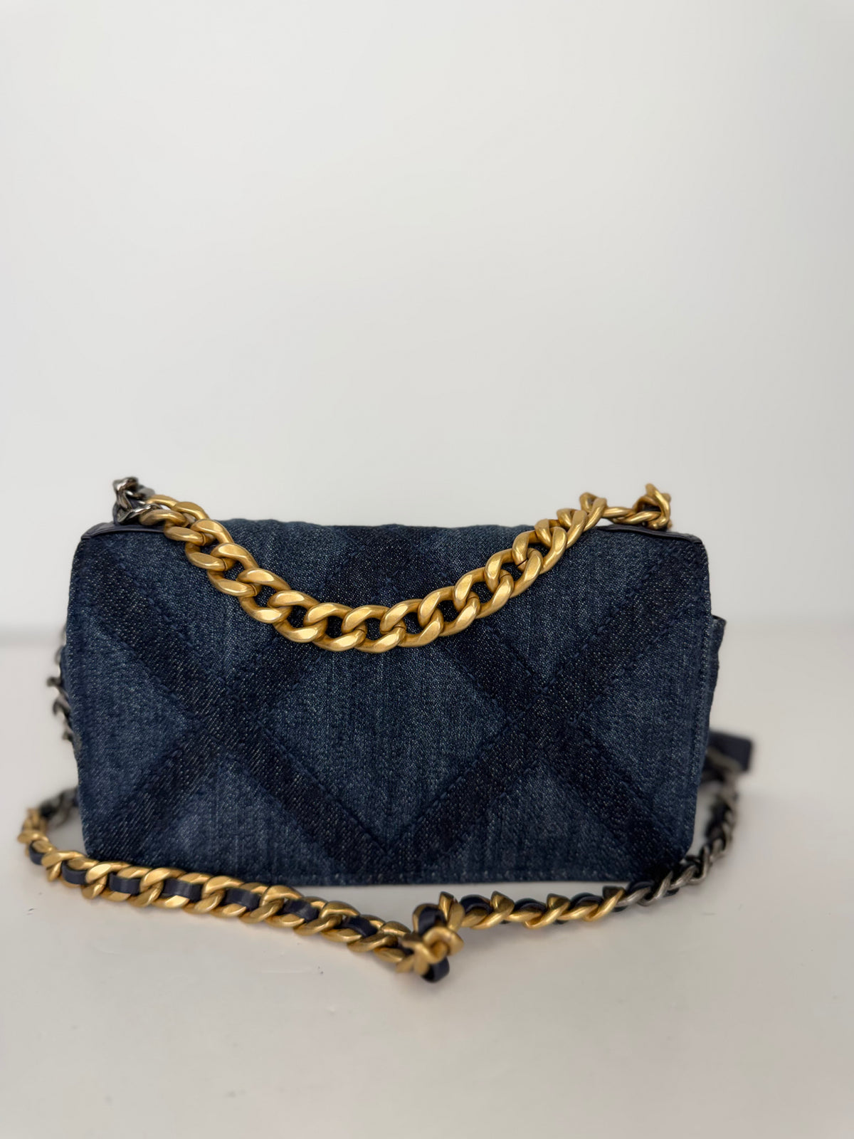 Chanel 19 Flap Bag Crafted in Blue Quilted Denim NFC YC8 L1