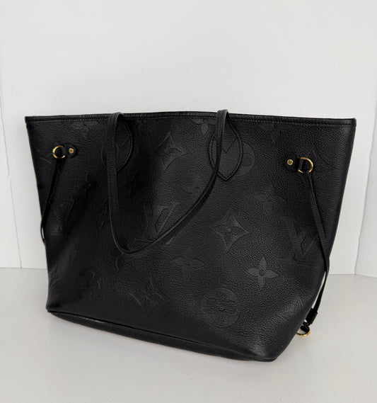 Louis Vuitton Neverfull Tote Bag MM in Black Monogram Empreinte Leather NFC YR-1