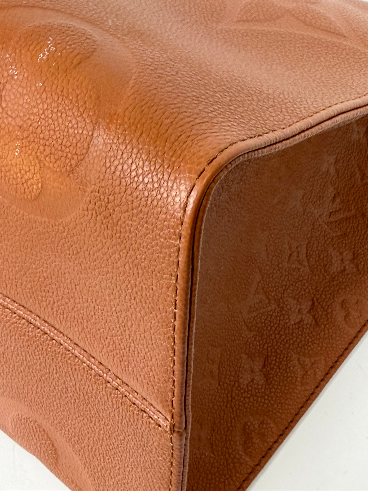 Louis Vuitton Onthego GM Tote Bag in Cognac Giant Monogram Empreinte Leather YC7