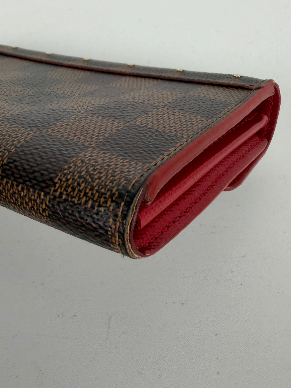 Louis Vuitton Damier Ebene Studded Sarah Wallet in Brown Coated Canvas YK-1