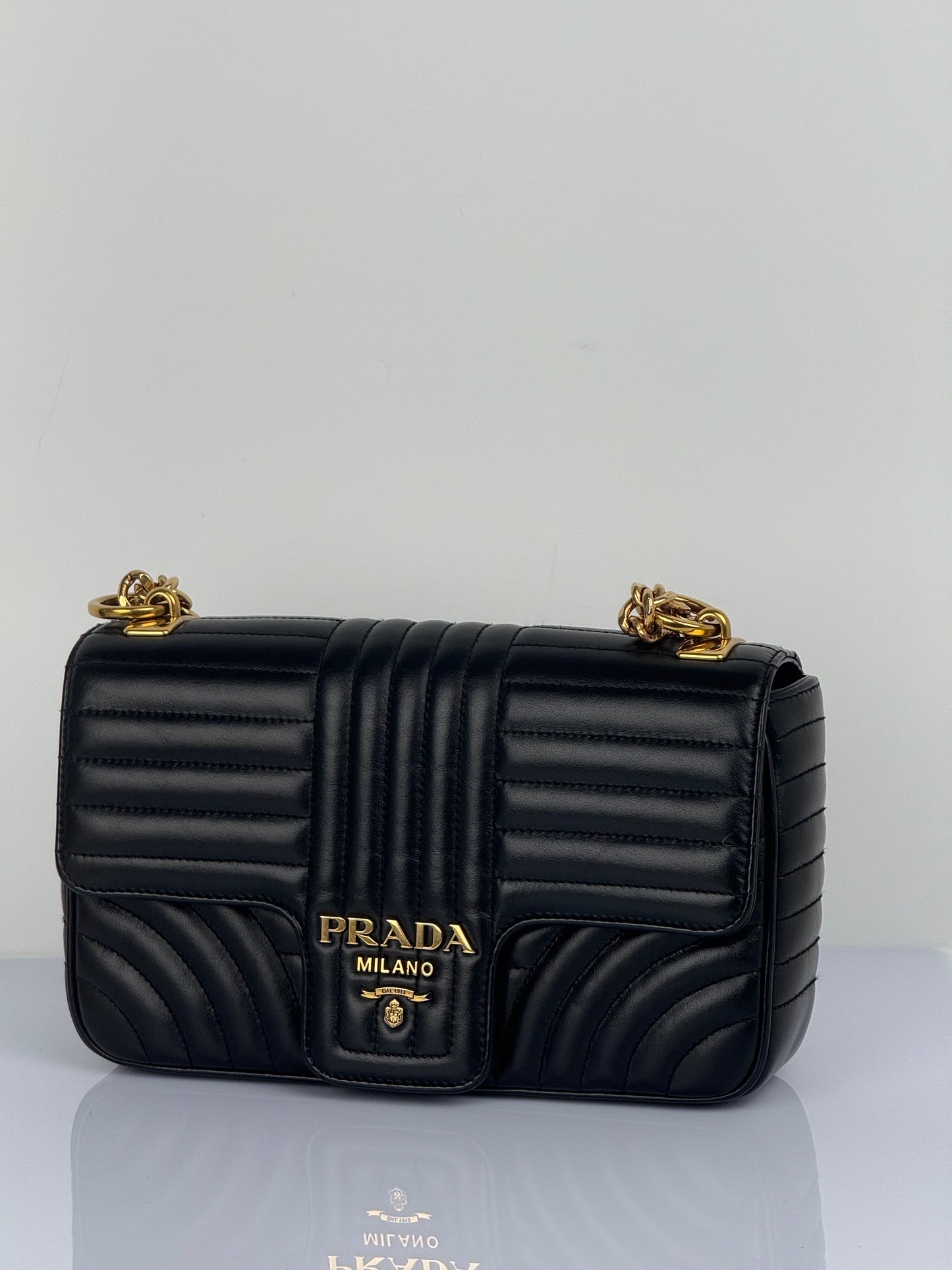 Prada Diagramme Black Leather Should Bag