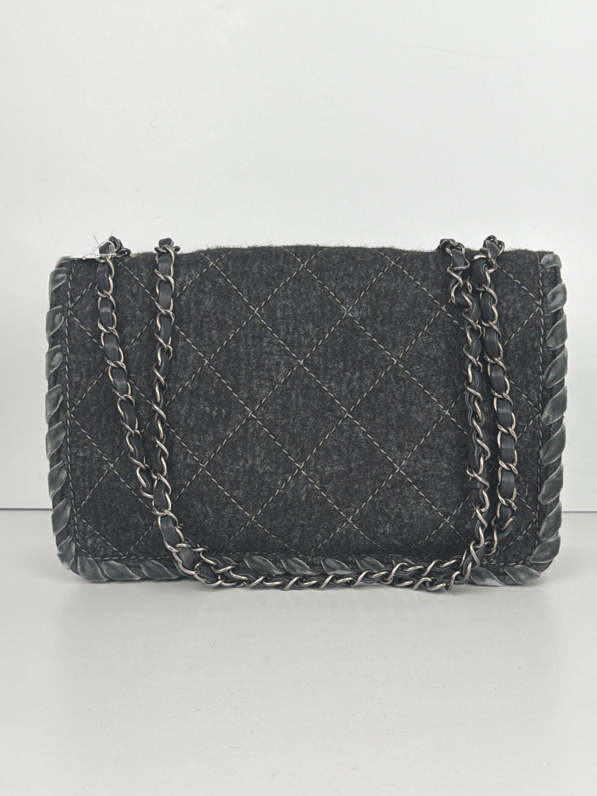 Chanel Fancy Felt Flap Bag Grey