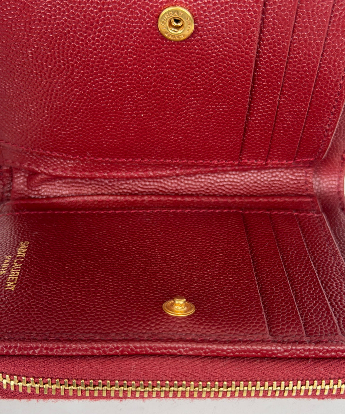 Saint Laurent Cassandre Wallet in Burgundy Grain De Poudre Leather YK4