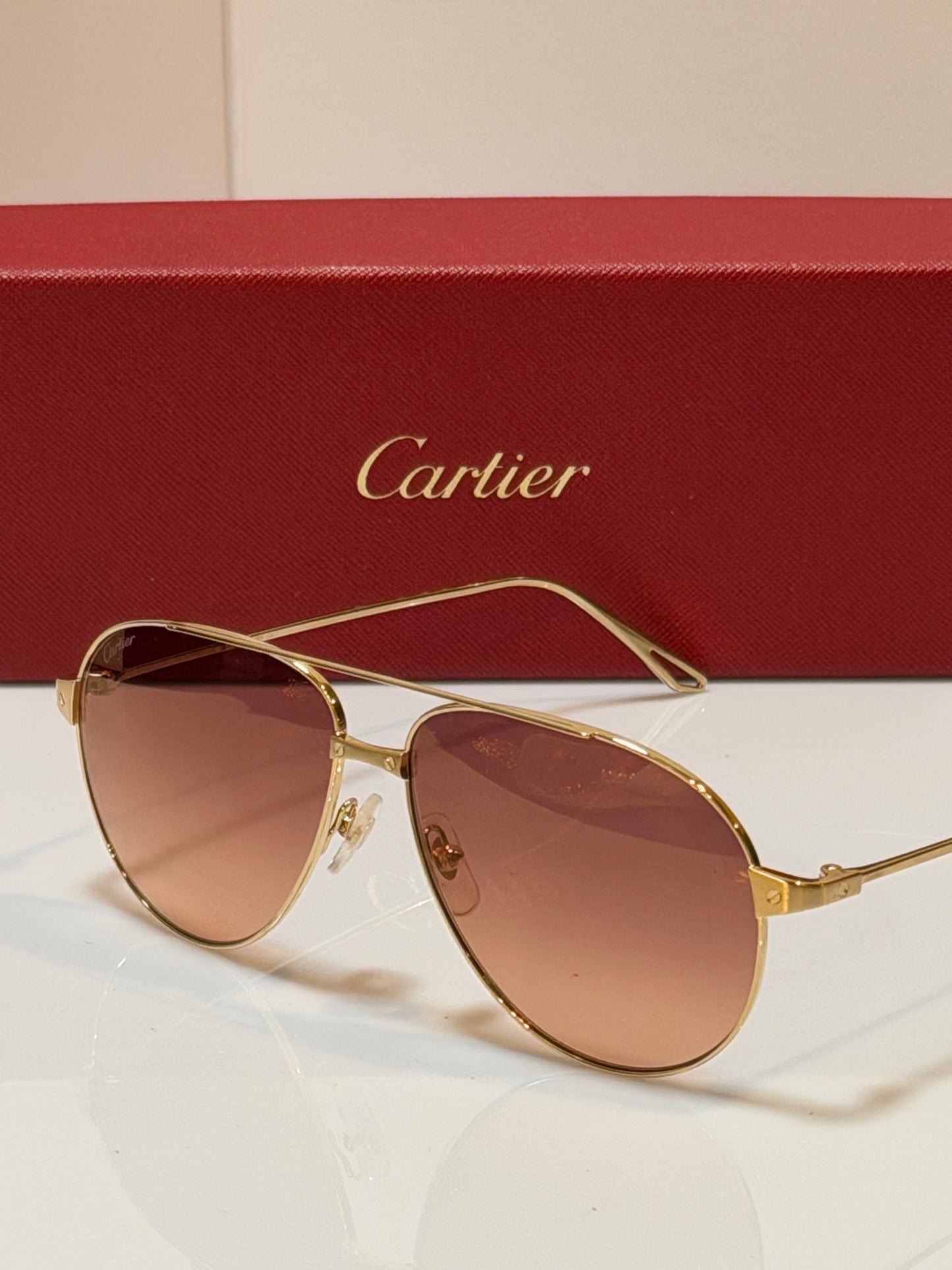 Cartier Santos Aviator Sunglasses CTO298S Gold