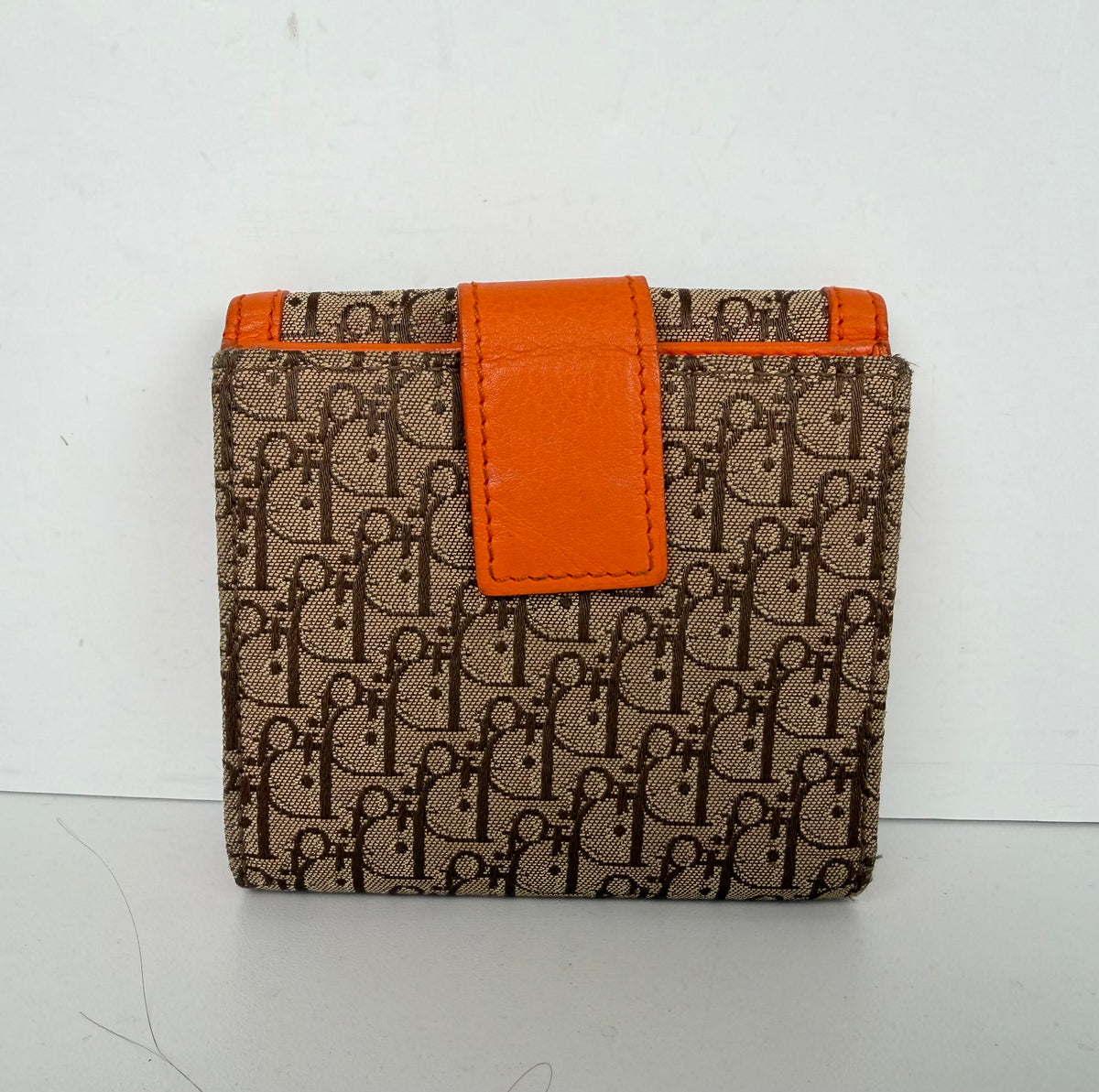 Christian Dior Brown and Orange Diorissimo Canvas Compact Wallet K1