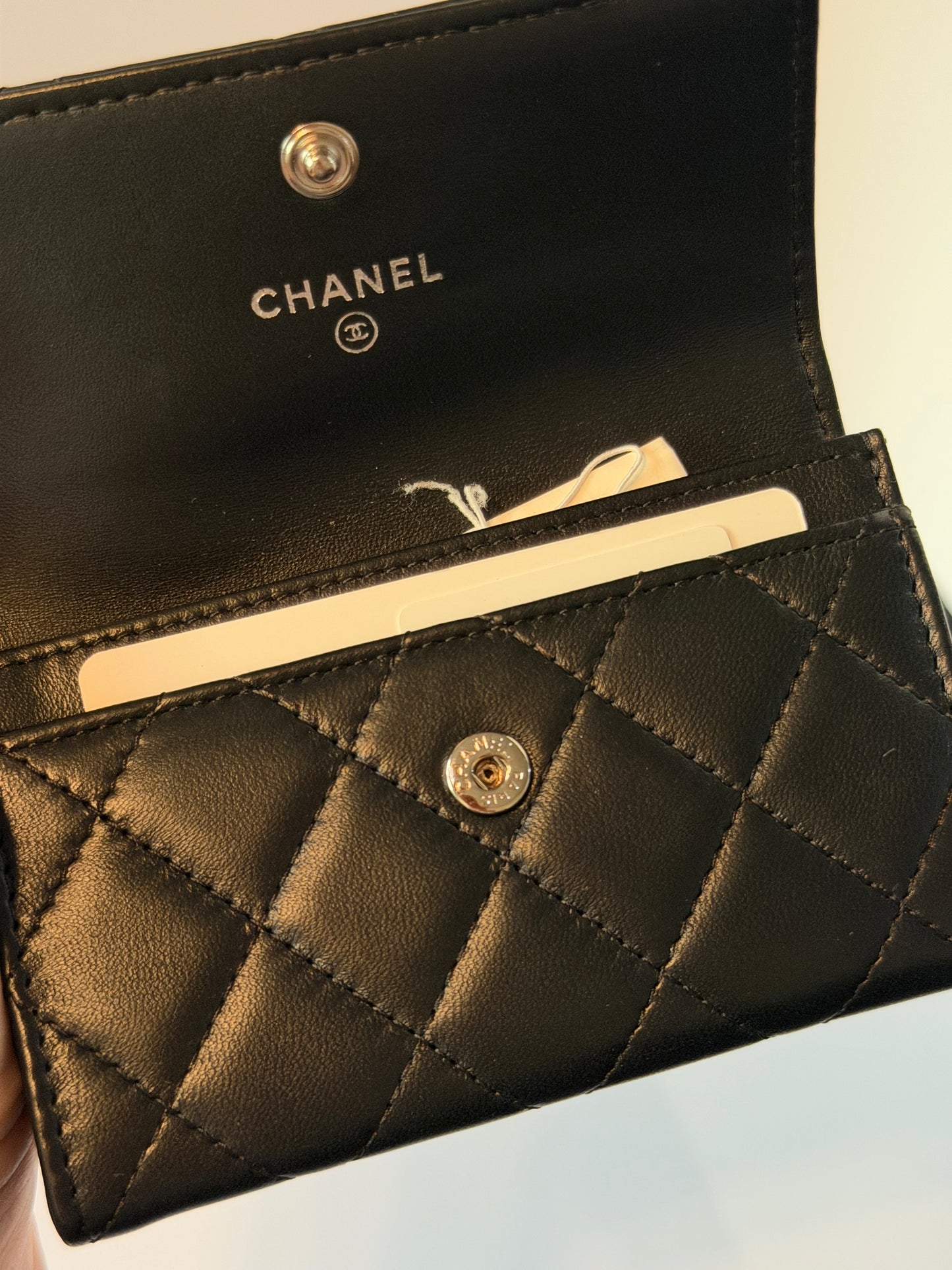 Chanel Classic Quilted Lambskin Flap Card Holder Wallet Black K3