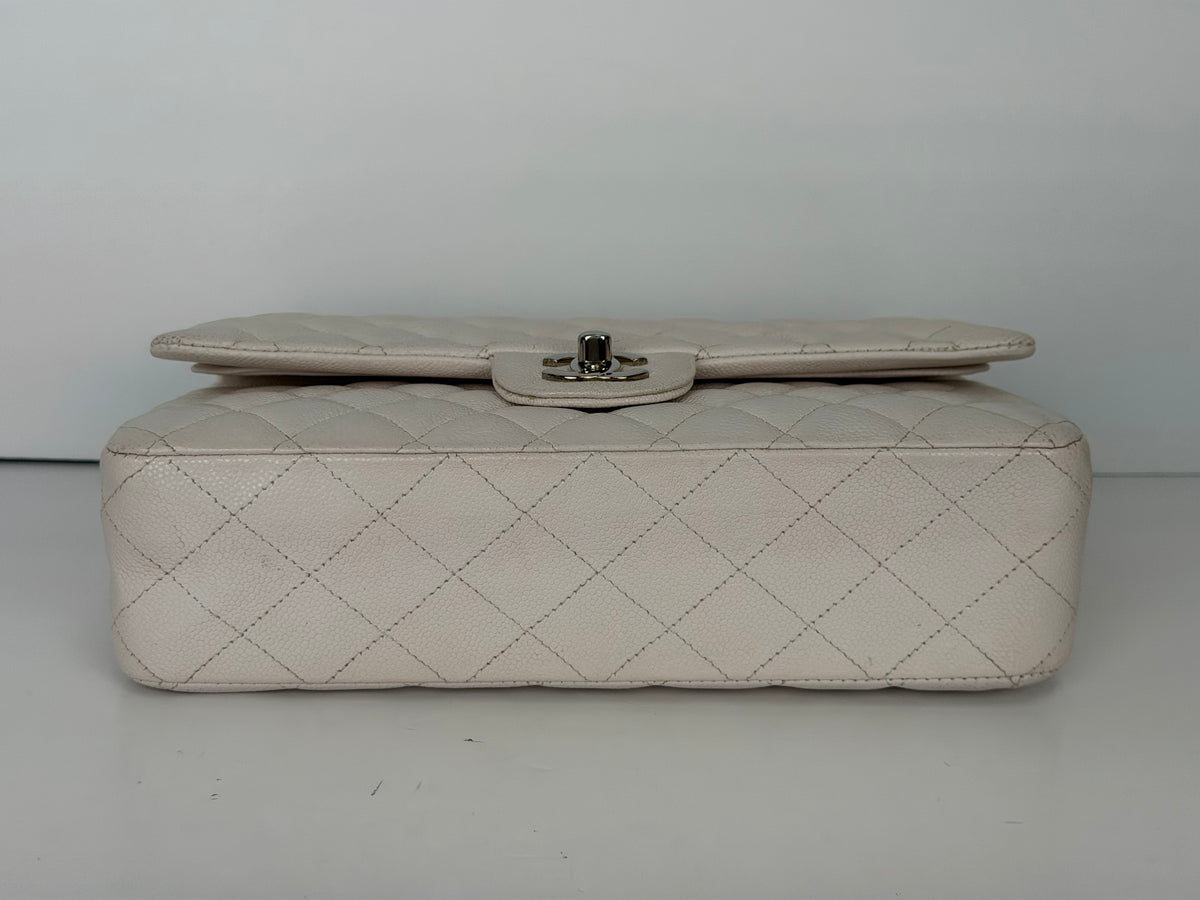 Chanel Caviar Quilted Medium Double Flap Bag in White 2020 D-6