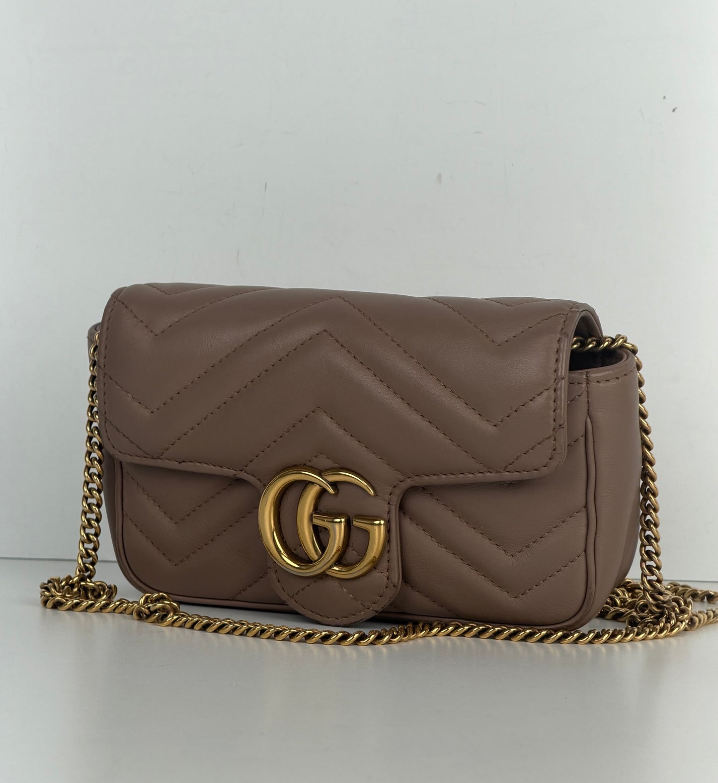 Gucci GG Marmont Bag Mini in Beige Quilted Leather S-05