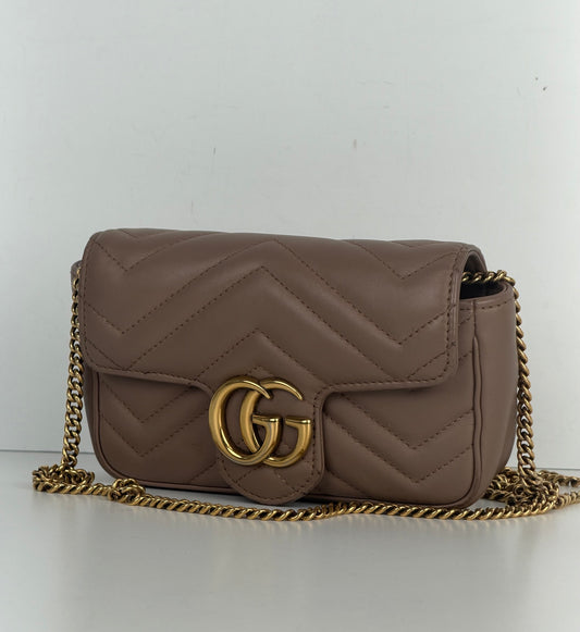 Gucci GG Marmont Bag Mini in Beige Quilted Leather S-05