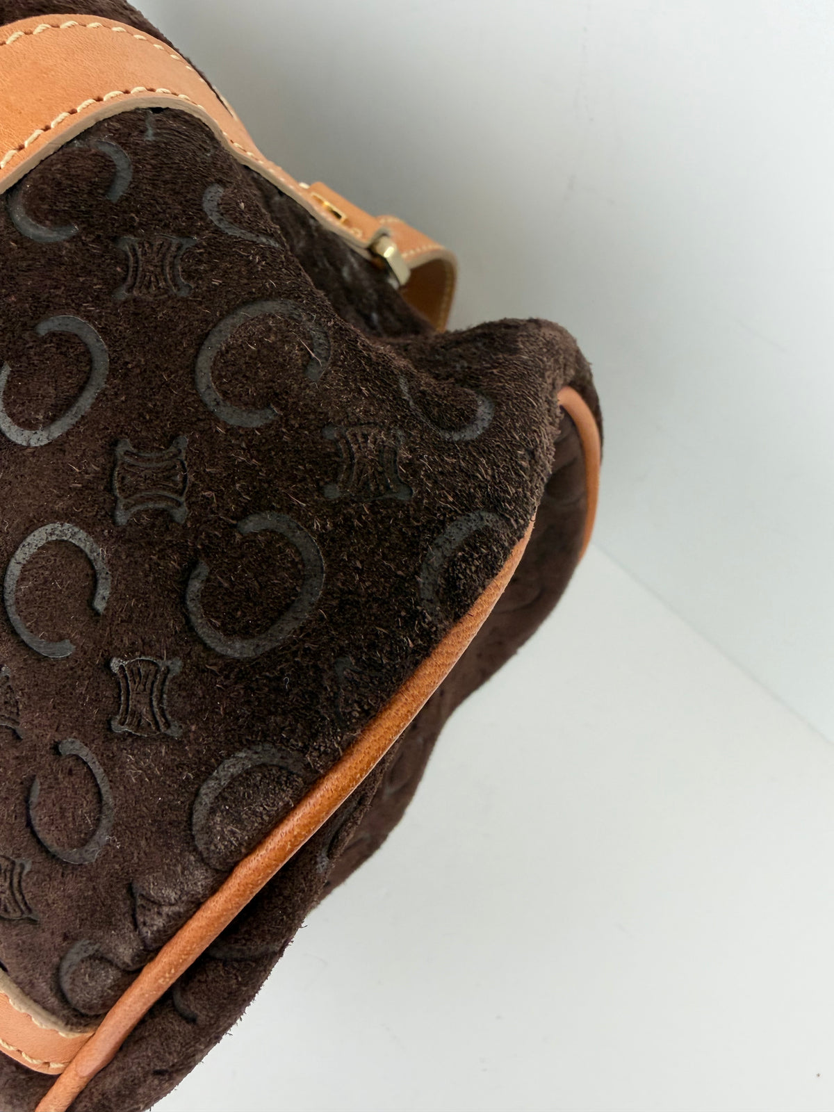 Celine C Macadam Barrel Bag in Brown Suede YS26