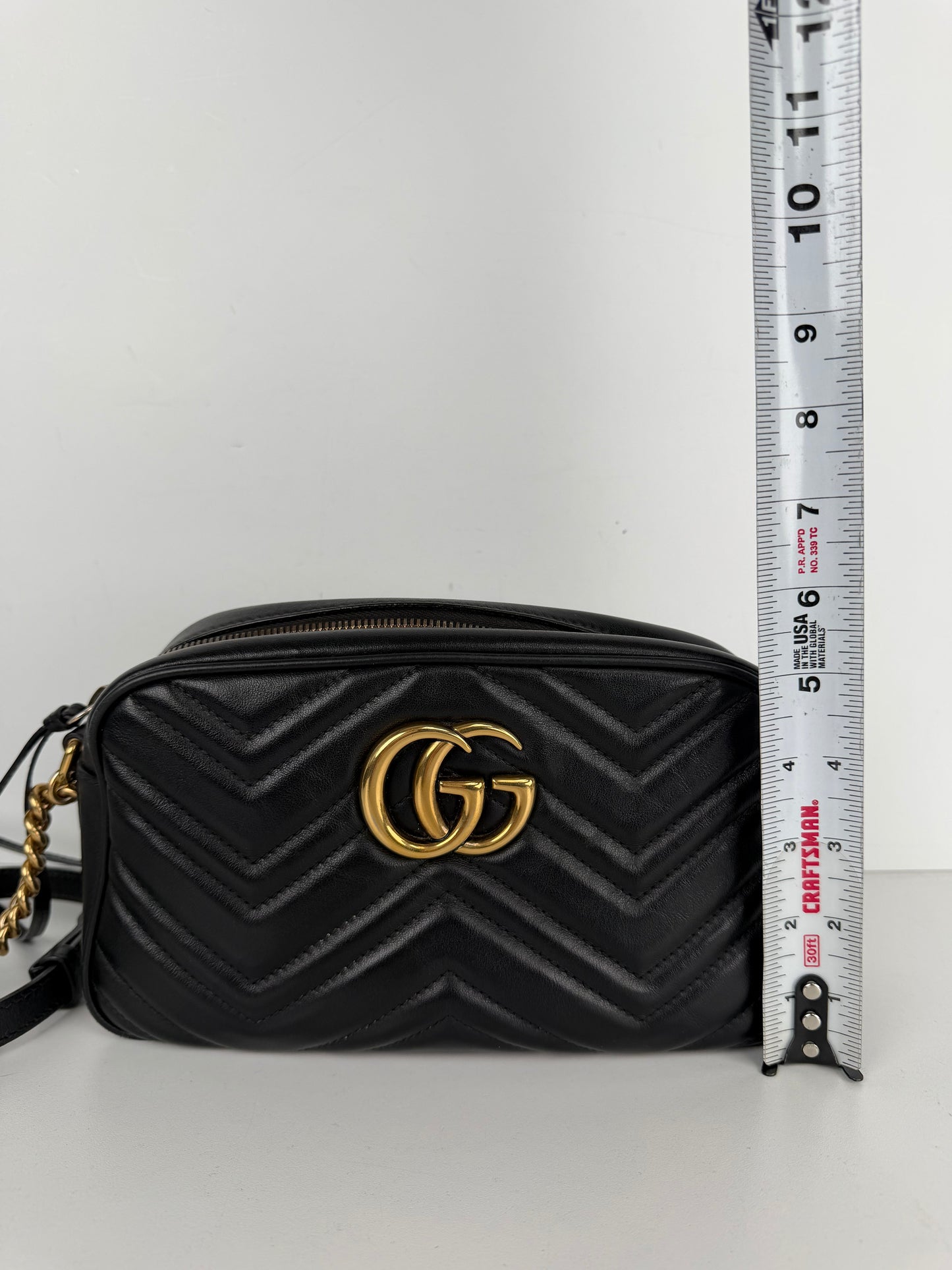 Gucci GG Marmont Small Camera Bag in Black Quilted Leather S