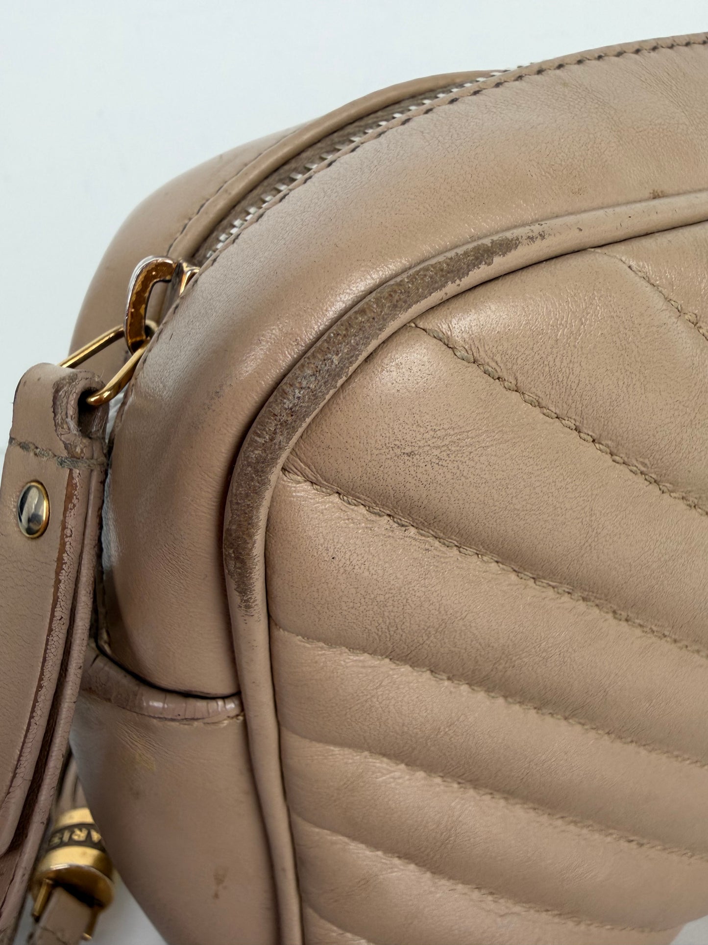 Saint Laurent Matelasse Monogram Lou Camera Bag Small in Beige Leather YS-08