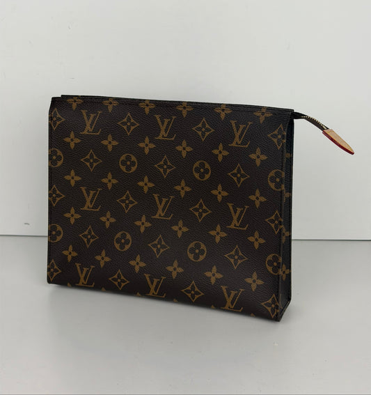 Louis Vuitton Monogram Toiletry Pouch Bag 26 in Brown LV Monogram Coated Canvas NFC Y