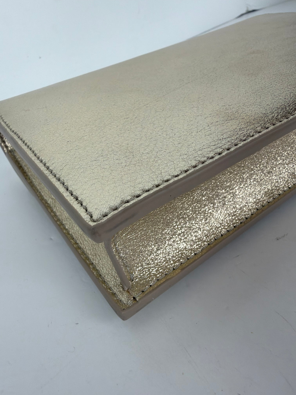 Saint Laurent Envelope Chain Wallet Azalea in Metallic Calfskin YS15