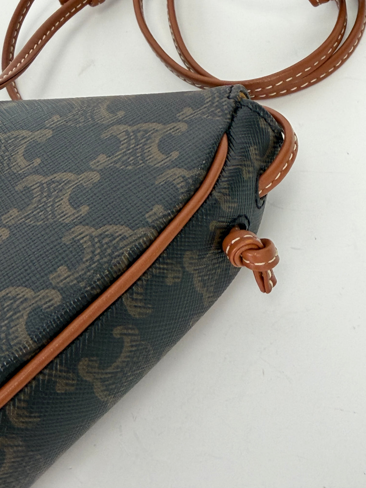 Celine Triangle Crossbody Bag in Brown Triomphe Coated Canvas YE-6