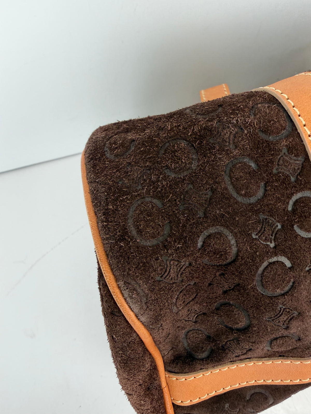 Celine C Macadam Barrel Bag in Brown Suede YS26