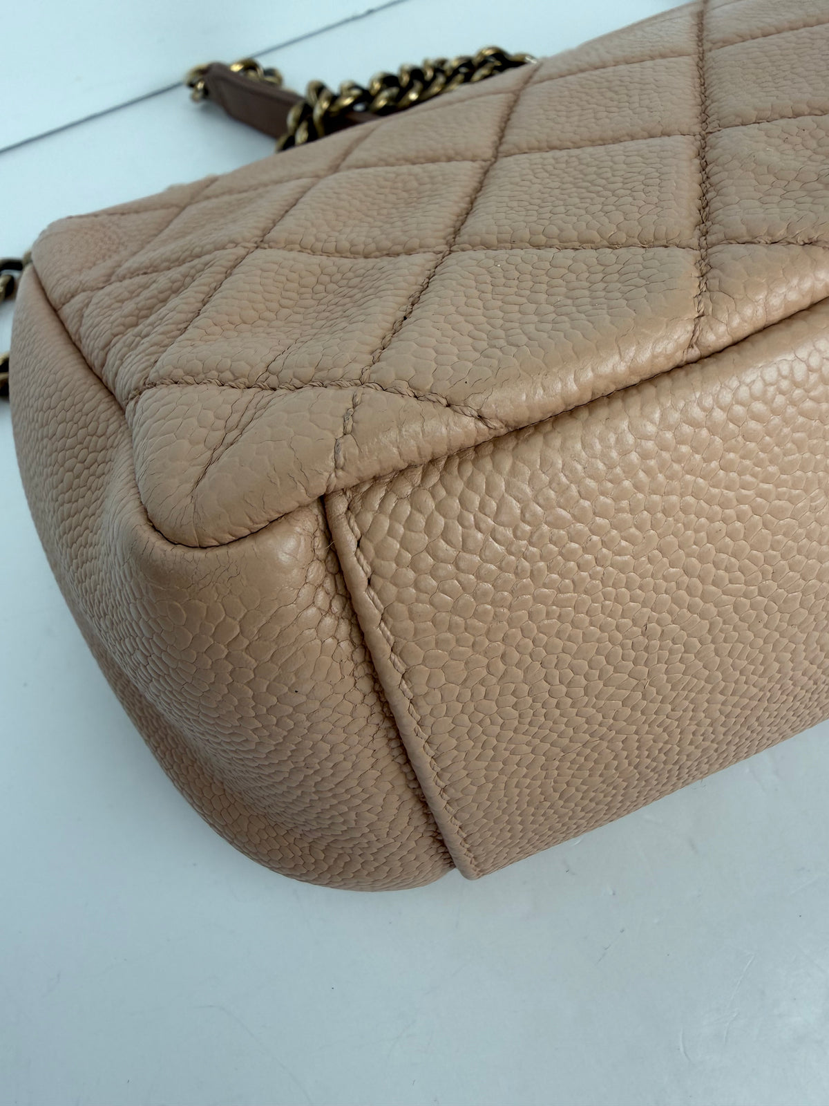Chanel Trapezio Flap Bag in Quilted Beige Leather 2012-2013 YF1