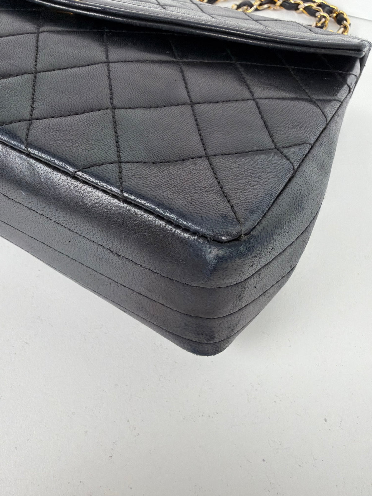 Chanel Curved Flap Shoulder Bag in Black Quilted Lambskin Leather 1994 Vintage