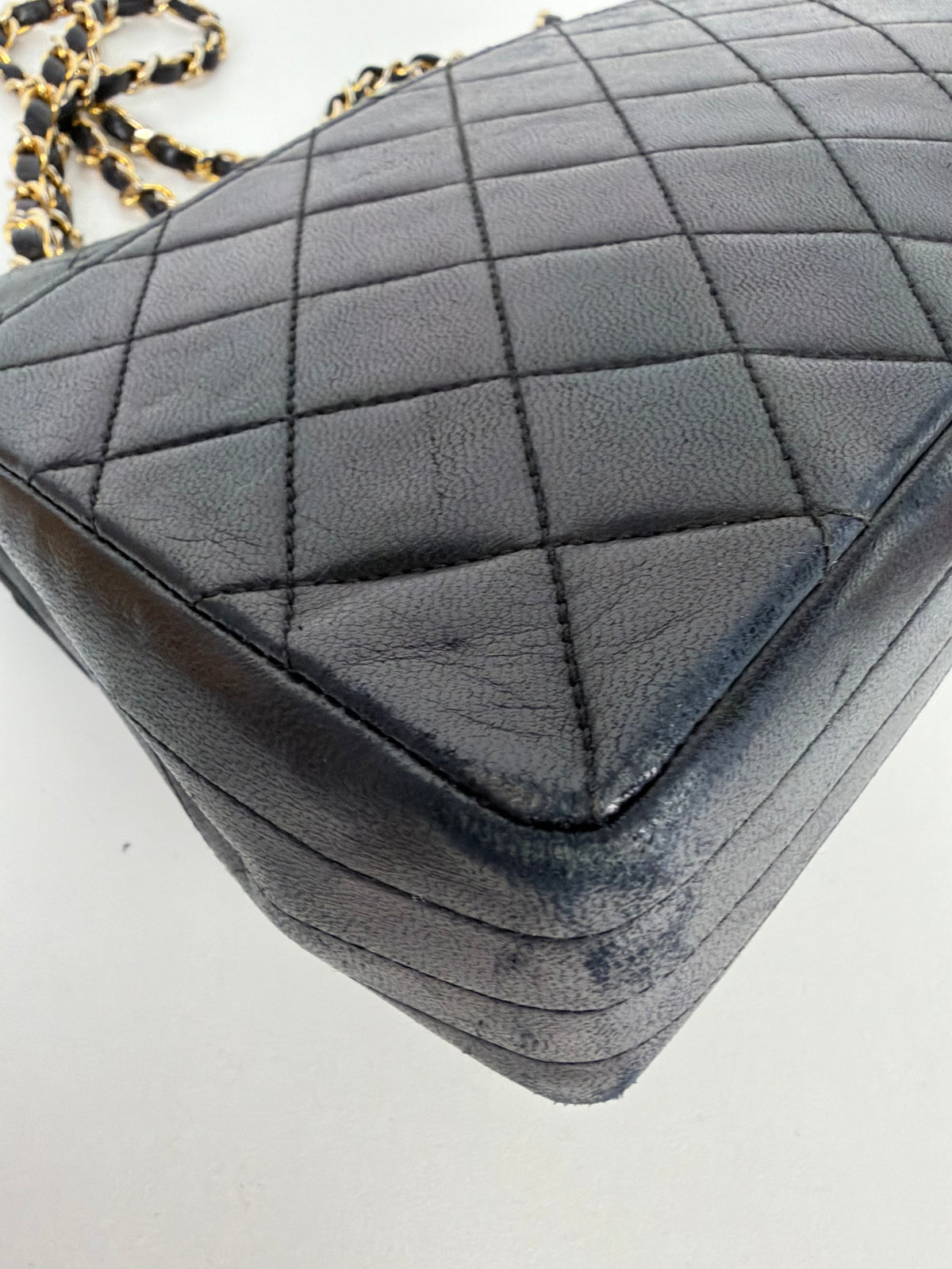 Chanel Curved Flap Shoulder Bag in Black Quilted Lambskin Leather 1994 Vintage