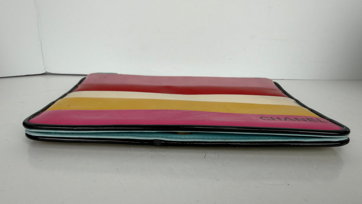 Chanel Striped Clutch in Multi-Color Patent Leather 2000-2002 YS24