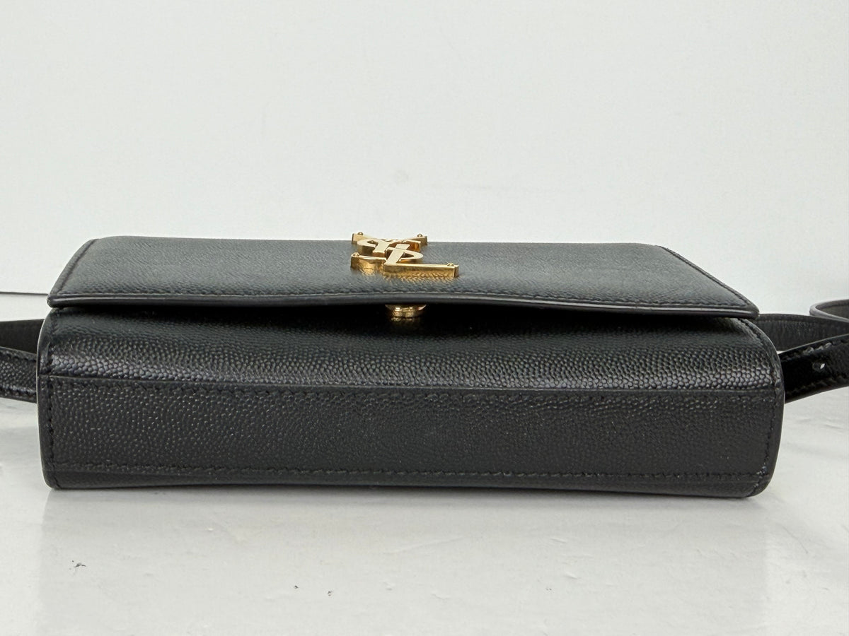 Saint Laurent Kate Belt Bag in Black Grain De Poudre Leather YS12