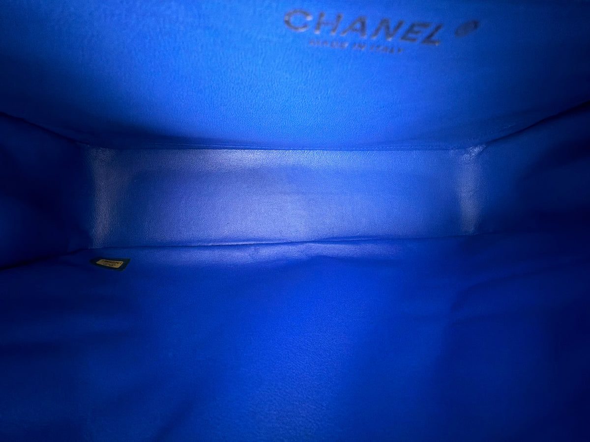 Chanel Classic Jumbo Flap Bag in Blue Grained Caviar Leather 2009-2010
